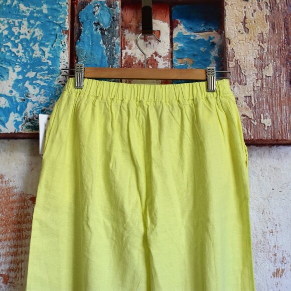 Women's Cable & Gauge Studio Wide Leg Linen Pants Side Slits SMALL Charlock - Picture 7 of 9